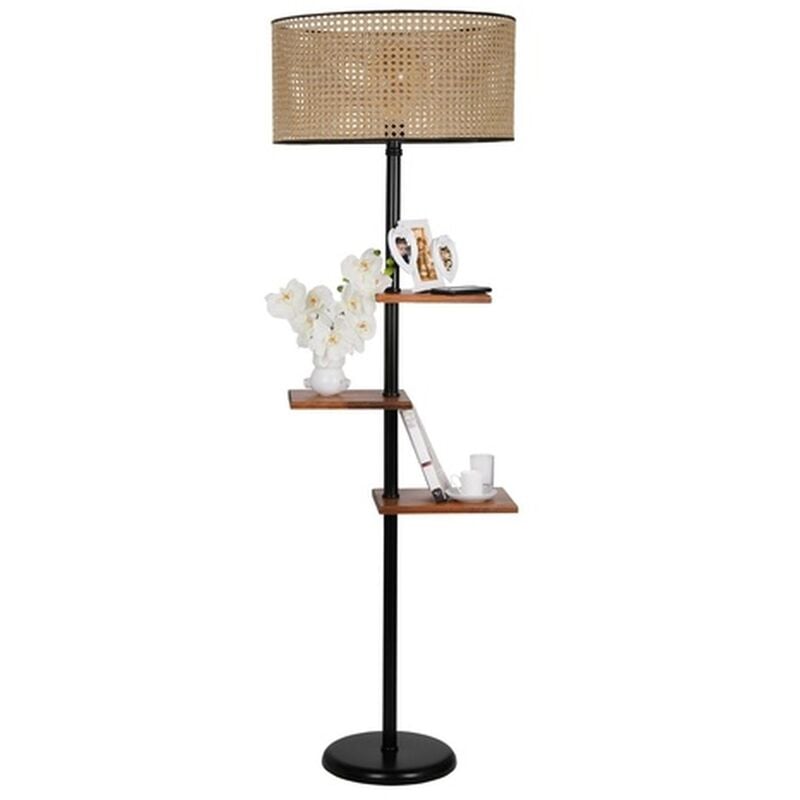 Lampe à pied avec du métal, noir Marron, 45x45x170 cm, casquillo e 27 max 60 w