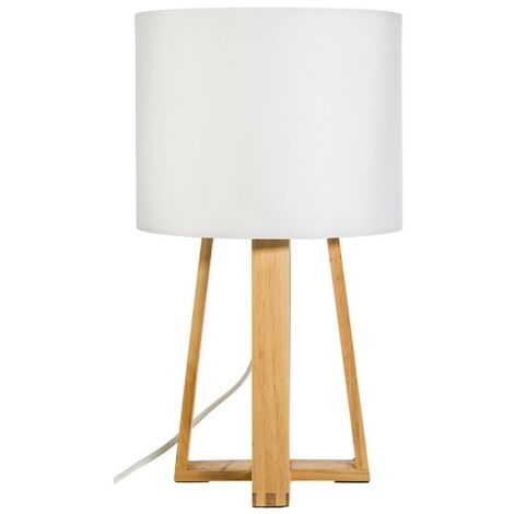 Lampe pied bois Molu blanc