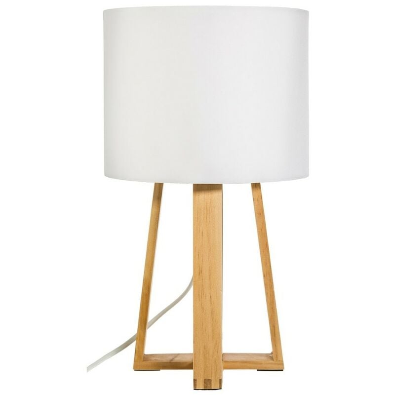Lampe pied bois Molu blanc
