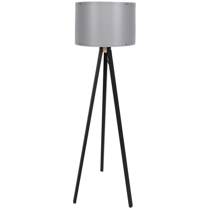 Lampadaire large abat-jour gris avec mdf, noir gris, collection Tanganyika, 38x38x145, douille e 27 Max 45 - 6