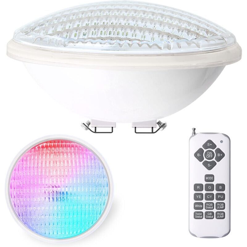 Lampe Piscine, PAR56 Eclairage Piscine LED Projecteur Piscine RVB avec Télécommande, 18W Lumière Piscine Etanche, Ampoule Piscine 12V AC/DC, 12 Modes Lampe Piscine, PAR56 Eclairage Piscine LED Projecteur Piscine RVB avec Télécommande, 18W Lumière Piscine Etanche, Ampoule Piscine 12V AC/DC, 12 Modes