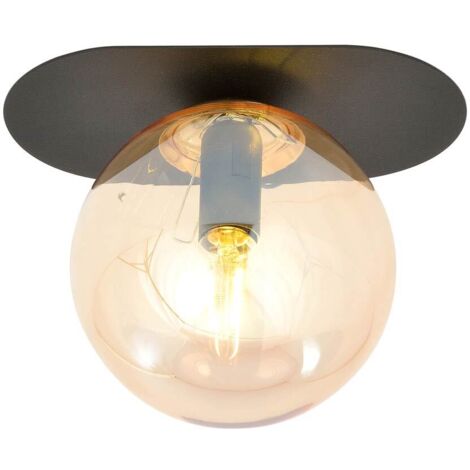 Lampe plafond Emibig Plaza 1xE14 noir/miel métal 18cm