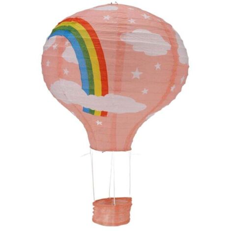 Lampe Plafond Lanterne Papier 12 Pouces Décoration Fête Mariage Abat Jour Ballon Air Chaud Arc En Ciel Rose