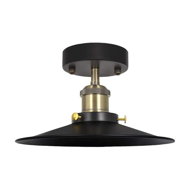 Suspension Vintage Noire, Applique Murale LED Industriel Metal avec Abat Jour et Douille de Lampe Edison E27, Diametre 22CM, pour Salle à Manger,