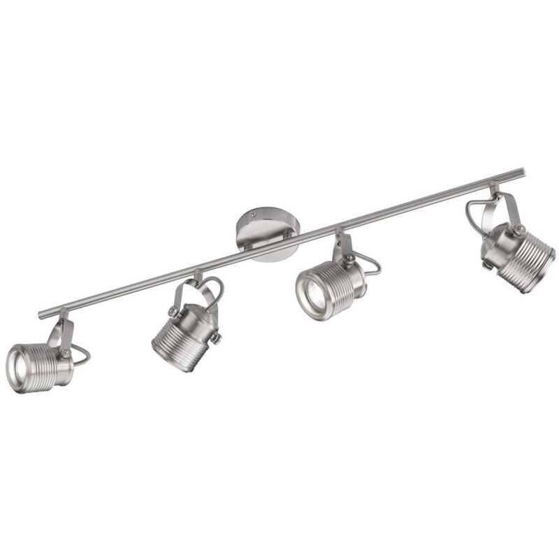 Wofi - Lampe plafonnier vintage plafonnier orientable plafonnier industriel vintage, métal nickel mat, 4 flammes douilles GU10, l 74,5 cm, Action Wofi - Lampe plafonnier vintage plafonnier orientable plafonnier industriel vintage, métal nickel mat, 4 flammes douilles GU10, l 74,5 cm, Action