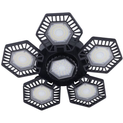 Lampe Pliante LED, 80W Blanc Froid 4 Feuilles Angle Réglable Vis Socket Lampe Pliante LED pour Garage Centre Commercial Usine Atelier.