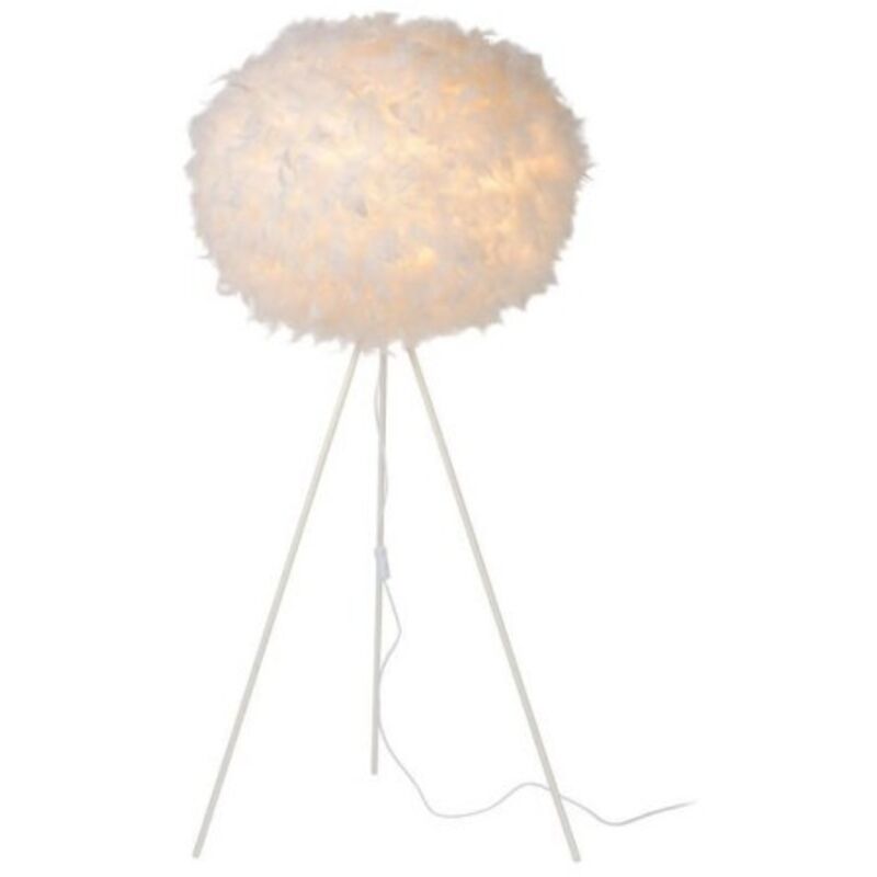 LUCIDE Lampadaire tr&eacute;pied avec plumes blanc et noir hauteur 142cm GOOSY SOFT noir,blanc noir,blanc 