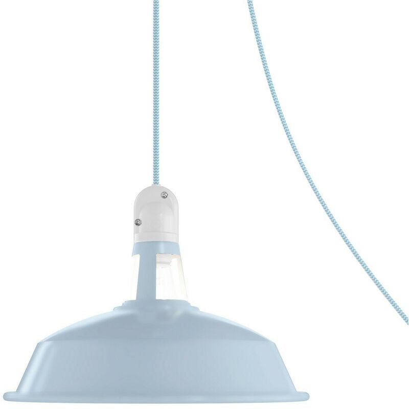 Lampe portative d'extérieur Snake avec abat-jour Harbour, câble textile de 5 m, douille étanche IP65 et prise Avec ampoule - Blue ciel - Avec ampoule
