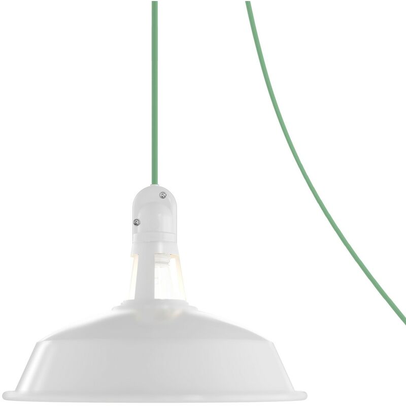 Lampe portative d'extérieur Snake avec abat-jour Harbour, câble textile de 5 m, douille étanche IP65 et prise Avec ampoule - Blanc - Avec ampoule