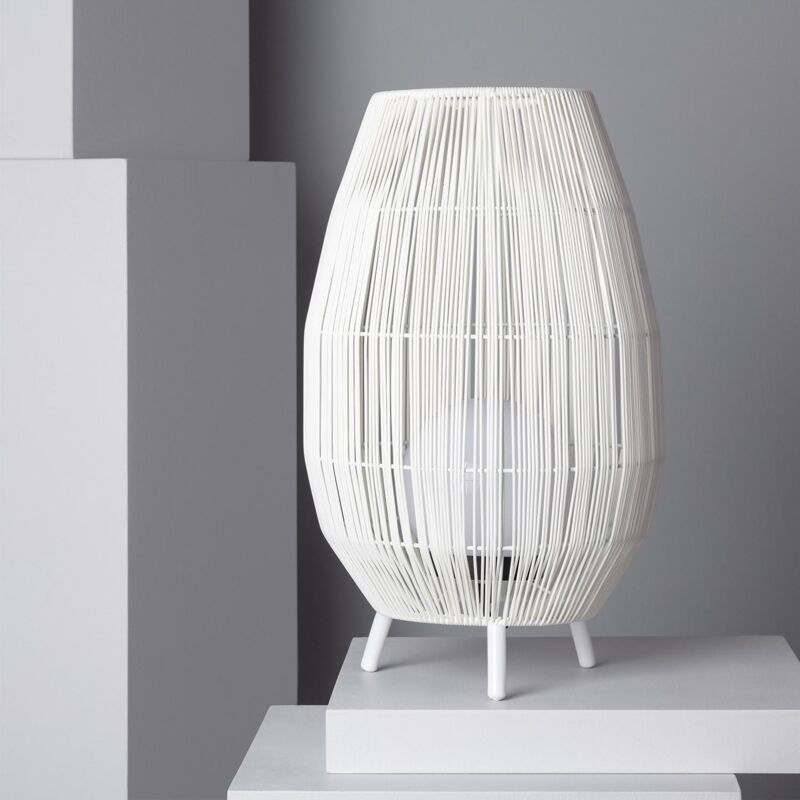 Ledkia - Lampe à Poser Rotin Extérieure Annecy Blanc