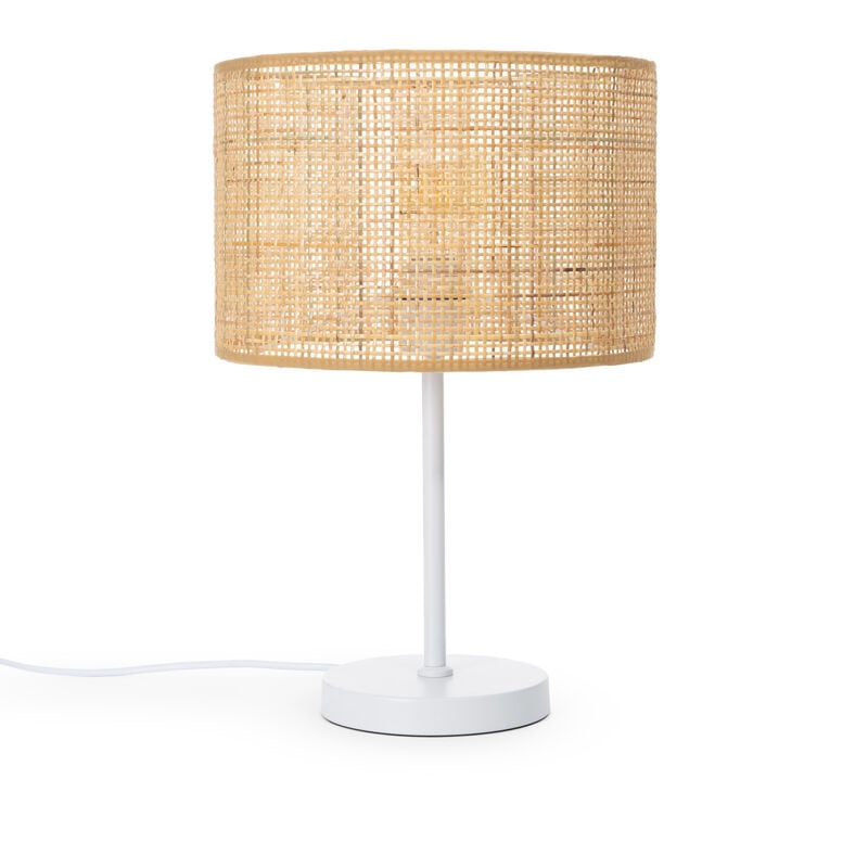 Lampe à Poser Rotin et Métal Baracoa Blanc