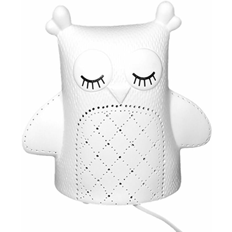 Lampe à poser en porcelaine blanche chouette 20 cm