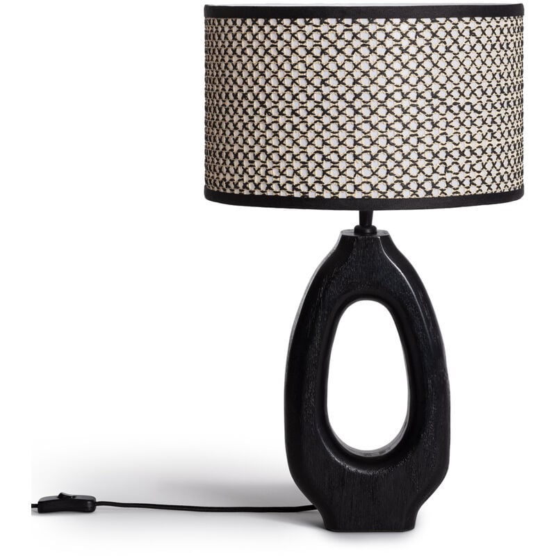 Iluzzia - Lampe à Poser en bois Black Darshan Naturel / Noir
