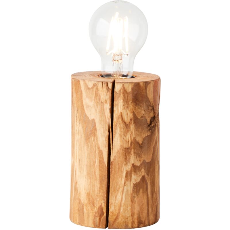 Lampe, lampe de table Trabo 15cm pin teinté, bois, 1x A60, E27, 25W, lampes normales (non incluses), a ++ - Brilliant