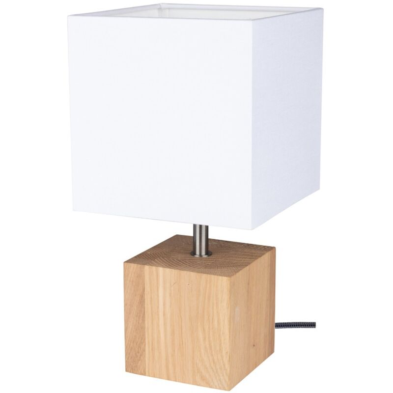 Lampe à poser en Chêne Huilé Design Cubic Abat jour Blanc 1 Ampoule TRONGO Lampe à poser en Chêne Huilé Design Cubic Abat jour Blanc 1 Ampoule TRONGO