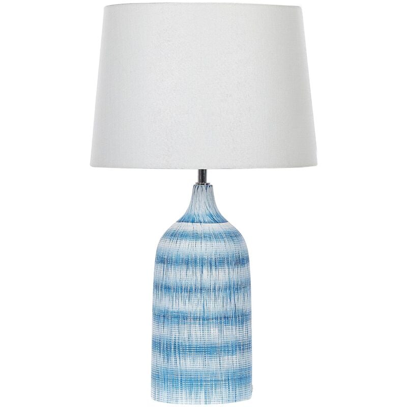 Lampe de Table en Céramique Luminaire de Chevet 66 cm Bleu Abat-jour Georgina