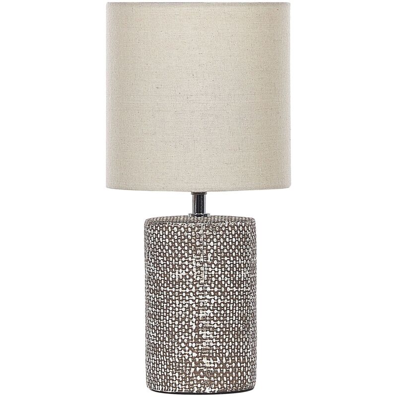 Beliani - Lampe de table Style Classique Glam Base en Céramique Abat-jour Tissu Marron Ider