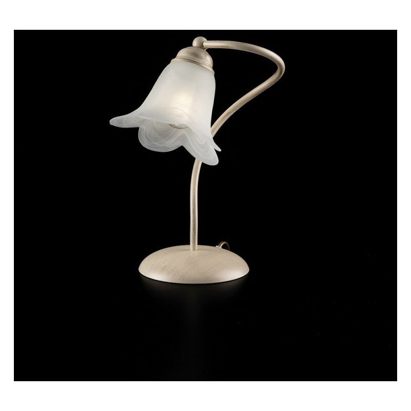 Bonetti Illumina - Lampe à poser en fer Ivoire Or une lumière abat-jour en verre Blanc 25x h31 cm Bonetti Illumina - Lampe à poser en fer Ivoire Or une lumière abat-jour en verre Blanc 25x h31 cm