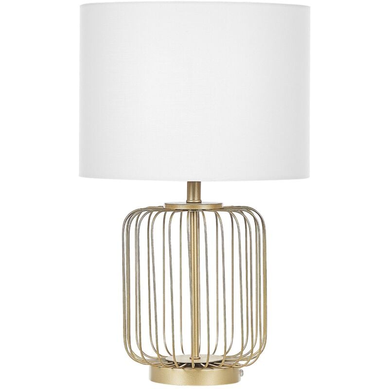 Beliani - Lampe de table Base Cage en Métal Abat Jour Table de chevet 58 cm Doré Thouet