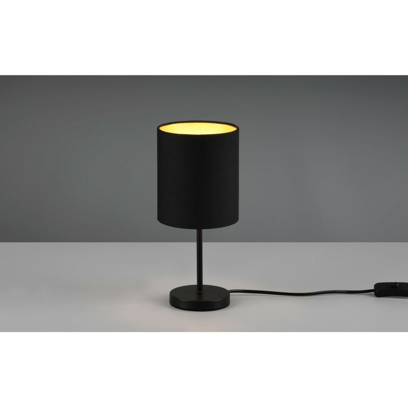 Lampe à poser Jerry Abat-jour Cylindre Noir Or Ø13 cm Trio Lighting