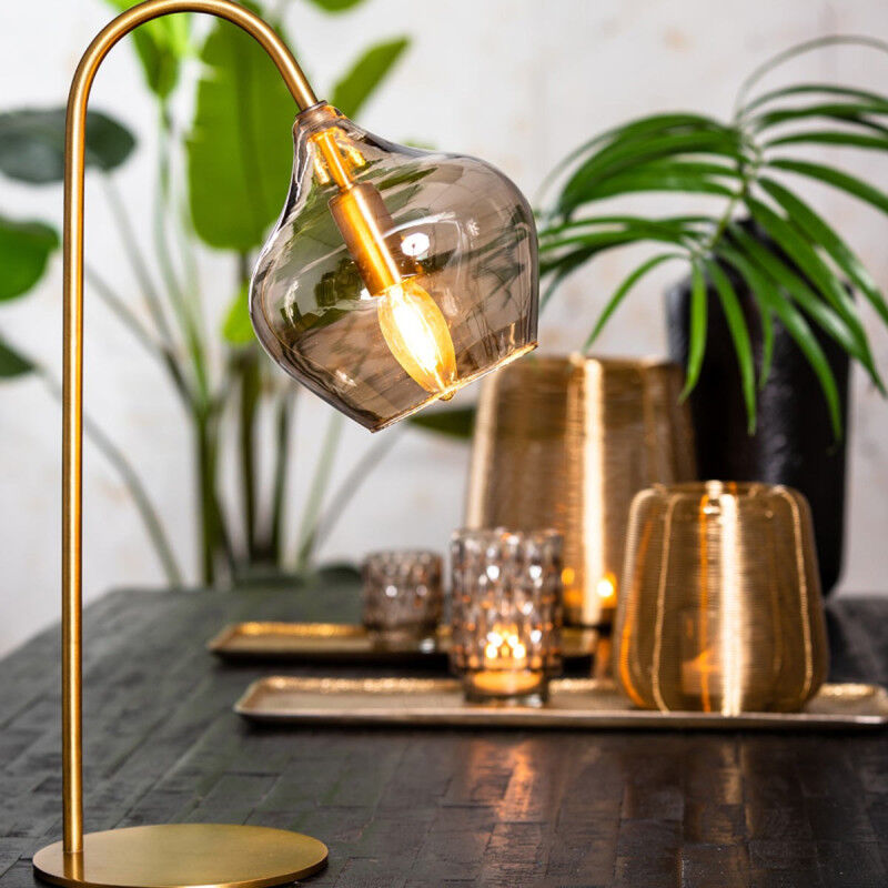 Lampe à Poser Karel Verre Fume Bronze Antique