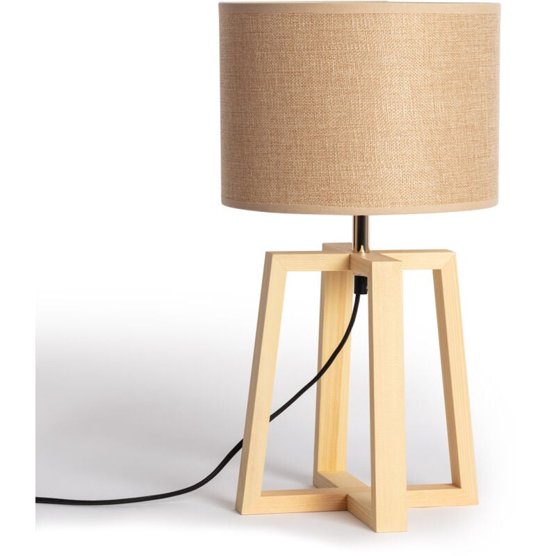 Ledkia - Lampe à Poser Bois Korsade Camel