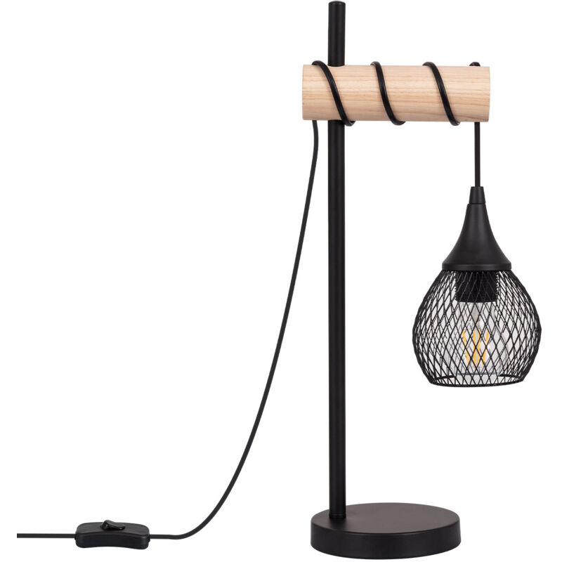 Ledkia - Lampe à Poser Métal et Bois Monah Noir Ledkia - Lampe à Poser Métal et Bois Monah Noir