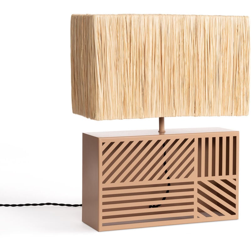 Ledkia - Lampe à Poser Métal et Raphia Cartago Beige