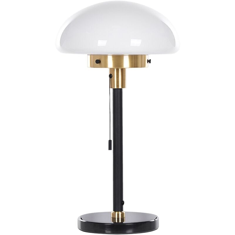 Beliani - Lampe à Poser Classique Blanche et Noire avec Abat-Jour en Demi-Globe et Interrupteur Minija