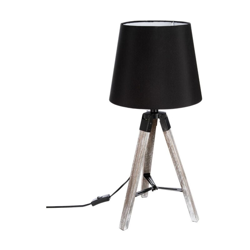 Atmosphera - Lampe à Poser Trépied en Bois 'Runo' 58cm Noir