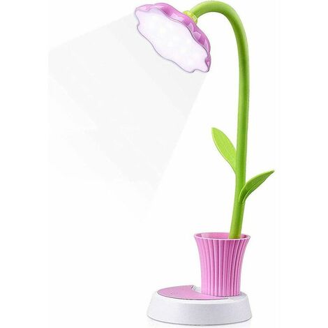 Lampe pour enfants, lampe de bureau rechargeable créative LED Protection des yeux lampe de table à capteur tactile lampe de chevet à intensité variable avec porte-stylo