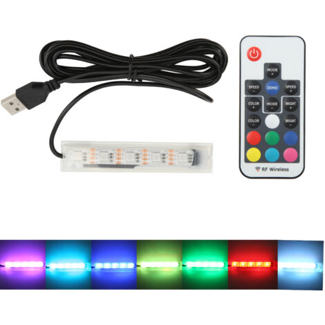 Lampe pour micro-aquarium avec télécommande USB, éclairage LED coloré et câble noir