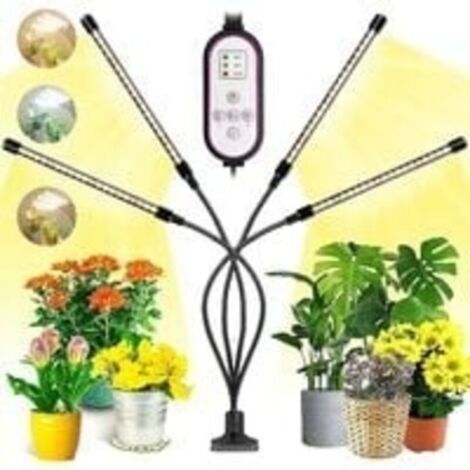 Lampe pour Plantes, 2020 Nouvelle 80 LEDs 4 Heads Lampe de Croissance, Chronométrage AUTO - ON/OFF Lampe Led Horticole pour Semis, Succulentes, Orchidee(660nm/3000K/5000K)dyk-alovez