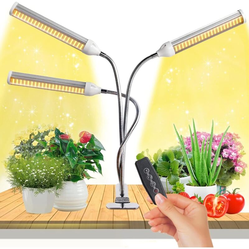Lampe pour Plantes Interieur,315 LEDs Lampe LED Horticole, Chronométrage AUTO - ON/OFF, 3 Heads Spectre Complet Lampe de Croissance pour Semis,