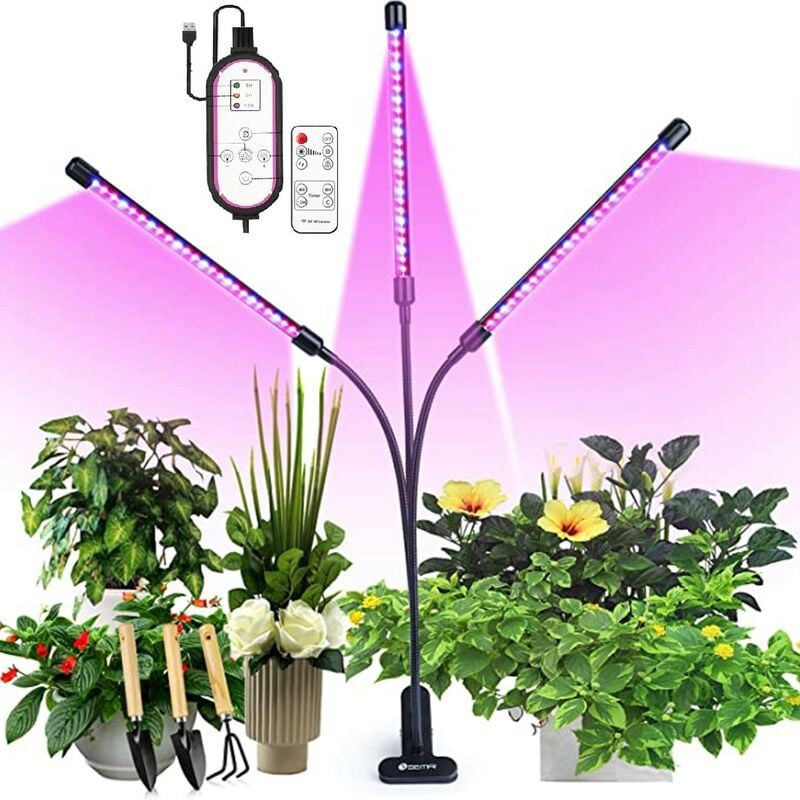 Lampe pour plantes led Lumière de croissance des plantes,Lumière à clipser,Lumière de remplissage des plantes,3 têtes, programmable