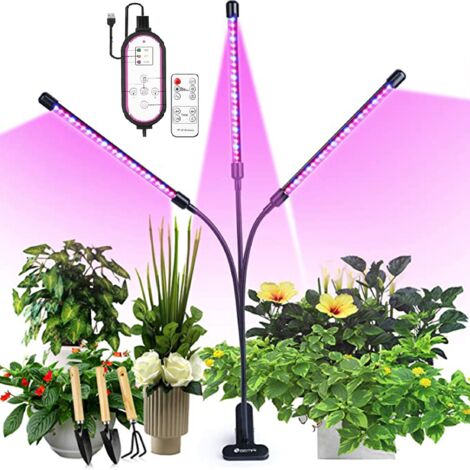 Lampe pour plantes LED Lumière de croissance des plantes,Lumière à clipser,Lumière de remplissage des plantes,3 têtes, programmable