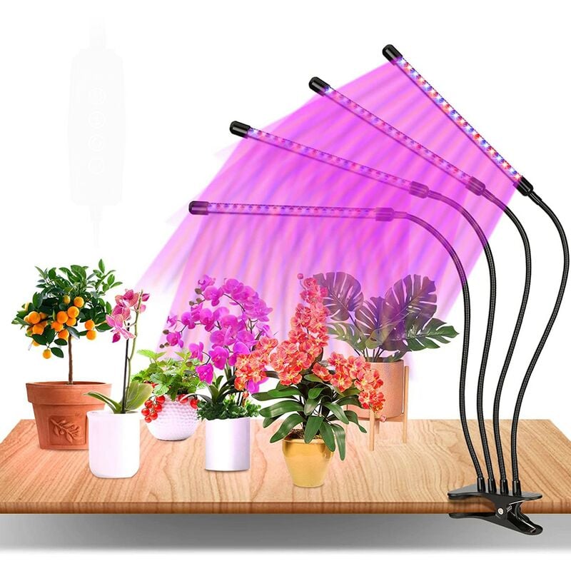 Kinsi - Lampe pour plantes led Lumière de croissance des plantes,Lumière à clipser,Lumière de remplissage des plantes,4 têtes, programmable