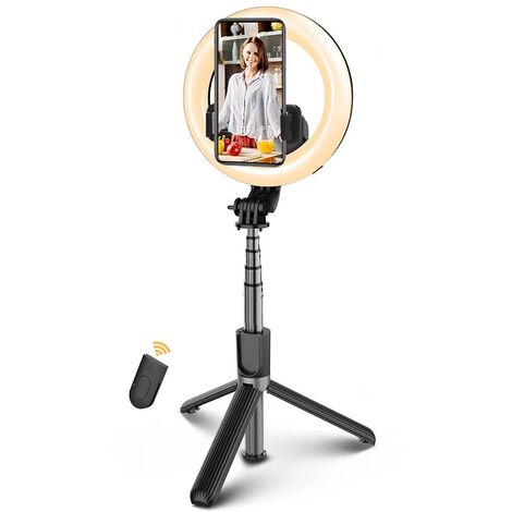 Lampe pour Selfie Tiktok avec trépied, anneau lumineux LED 6,3 ''avec télécommande Bluetooth et support de téléphone, adaptateur pour YouTube Live Stream Photog Cadeau