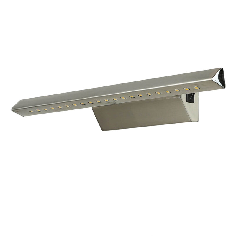 Lampe pour tableau LED 40,7 cm de large avec interrupteur chrome mat oblong blanc neutre 3900 K 460 lm