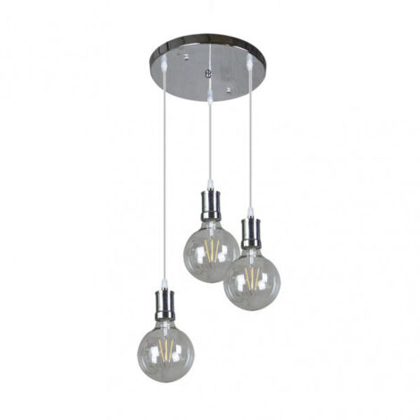 Lampe Prisco 3xe27 Chrome/transparent Ampoules Incluses 24w 2700k 2550lm Regx36x36 Cm