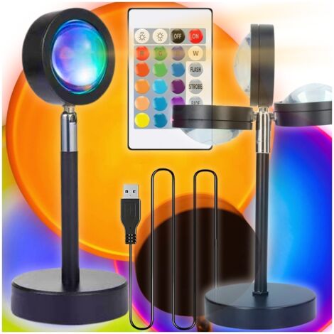 Lampe projecteur de coucher de soleil LED 16 couleurs, veilleuse, cadeau d'anniversaire