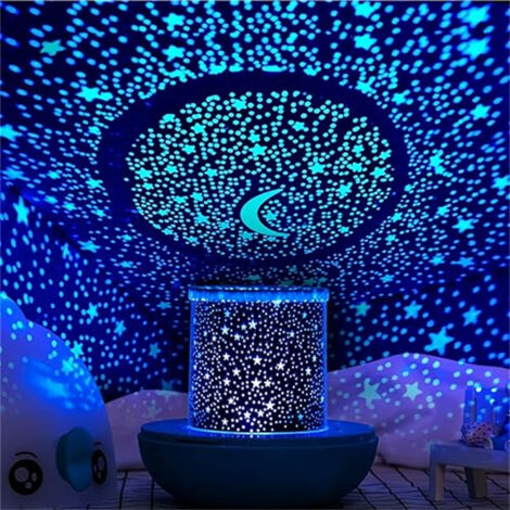 Lampe projecteur galaxie, veilleuse pour enfants, projecteur d'étoiles en forme de poisson, veilleuse pour enfants, rotation à 360 degrés, bleu