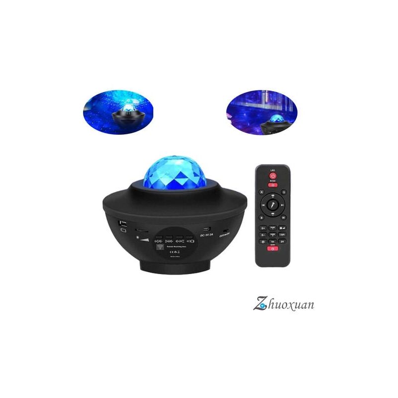 Lampe Projecteur led Étoile, Projecteur de Veilleuse Rotatif avec 21 Modes & Télécommande & Timer & Enceinte & Bluetooth