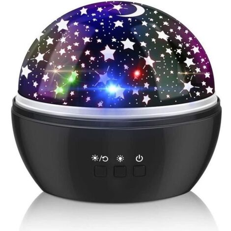 Lampe Projecteur LED Étoile, Veilleuse Enfant et Bébé, Romantique Lumière pour Maison Chambre Fête Noël(Noir)