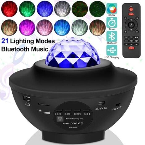 Lampe Projecteur Lumière LED Étoile, Projecteur de Veilleuse Rotatif avec 21 Modes, Télécommande, Enceinte pour Noël Halloween