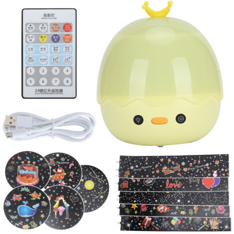 Lampe Projecteur Nuit Multicolore avec Enceinte Bluetooth Mini, Télécommande, Cadeau Enfant Canard Couronné