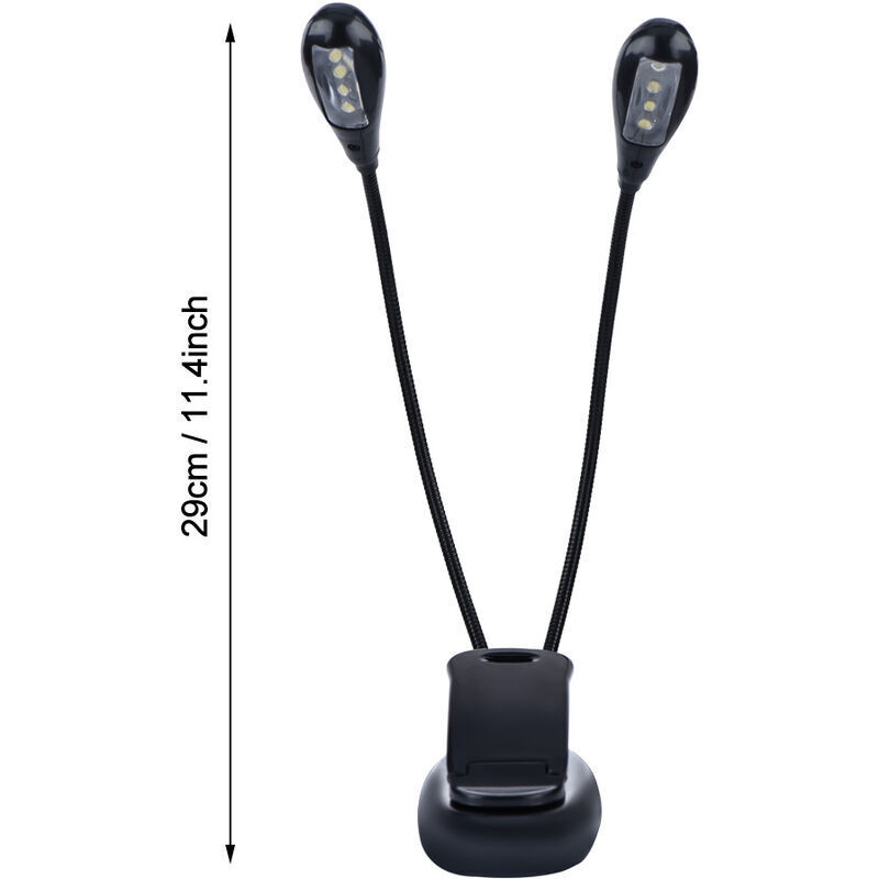 Lampe Pupitre Musique, 8 LEDs Mini Lampe à Double tête Lampe réglable à Pince câble USB Lecture/Livre/Table/Chevet