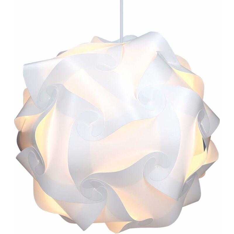 Lampe puzzle abat-jour xl - Luminaire iq 30 pcs 15 designs lumière blanche - Diamètre env 40 cm - Avec support plafond câble douille E27