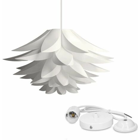 Lampe Puzzle Lotus Abat-Jour IQ Plafond E27 Lampe Suspension Lustre de Fleur LED Plafonnier Pendentif Lampe pour Salon Chambre Salle À Manger Décor Éclairage (90cm)-50 pcs
