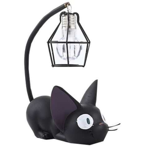 Lampe Résine Chat Jiji Forme Unique et Mignonne, Lumière Nocturne Solide pour Décoration Maison Cadeaux, Tige Métallique